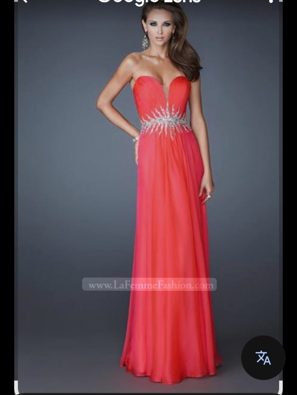NWT LA FEMME Strapless Watermelon Evening Gown  Crystal Waist Sz 2 PROM PAGEANT